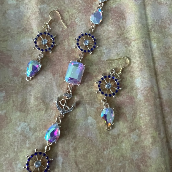 NAUTICAL THEMED EARRINGS AND BRACELET SET handmade - Picture 2 of 5